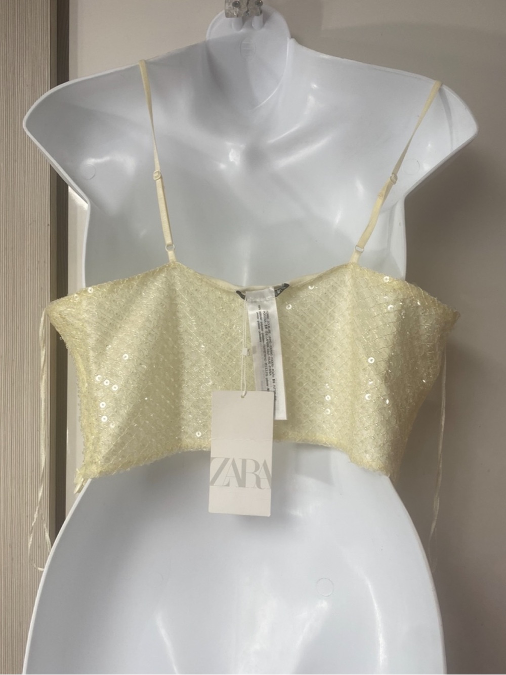 Zara sequins corset style top, clear plastic , butter - Picture 10 of 12